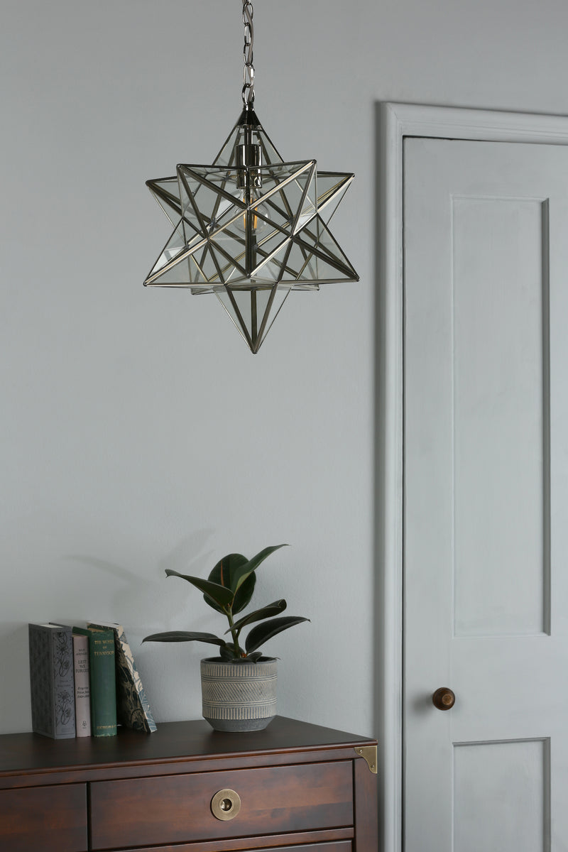 Laura Ashley Large Star Pendant Silver Glass • LA3756152-Q