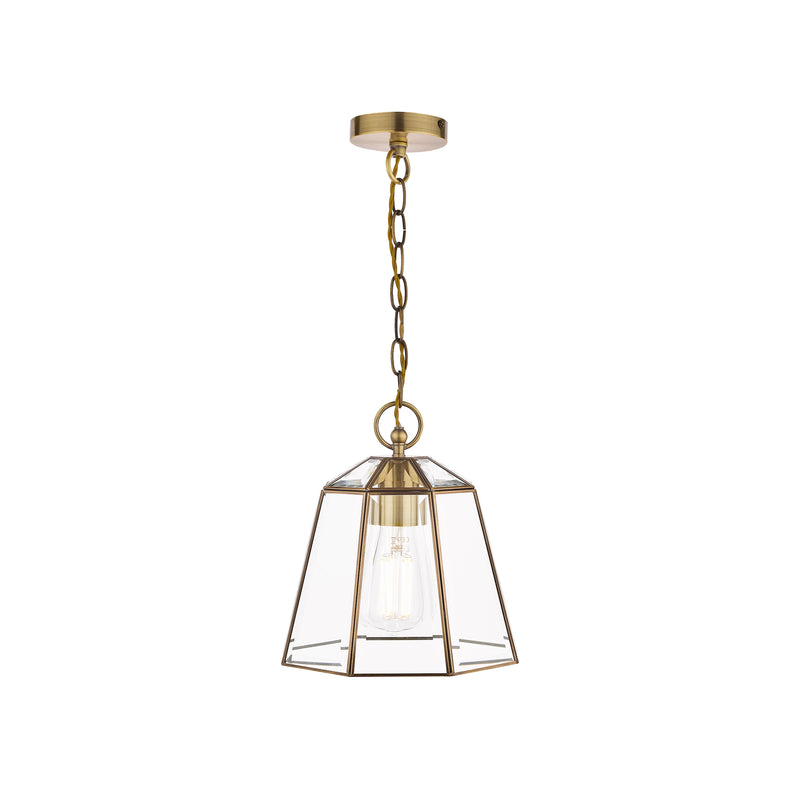 Laura Ashley Clayton Pendant Antique Brass Glass • LA3756154-Q
