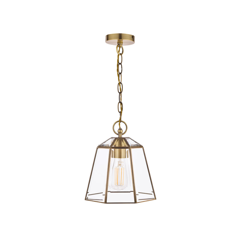 Laura Ashley Clayton Pendant Antique Brass Glass • LA3756154-Q