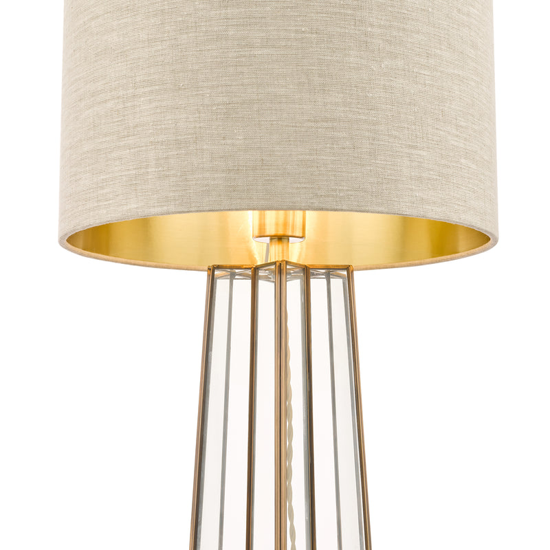 Laura Ashley Star Table Lamp Antique Brass Glass With Shade • LA3756156-Q