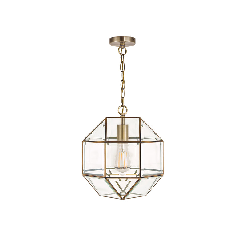Laura Ashley Blackwell Pendant Antique Brass Glass • LA3756159-Q