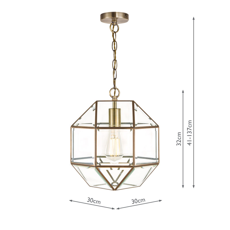 Laura Ashley Blackwell Pendant Antique Brass Glass • LA3756159-Q