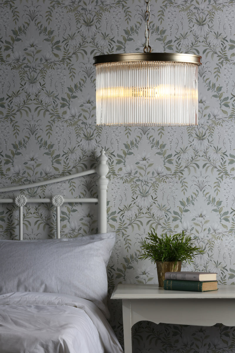 Laura Ashley Manon 3lt Pendant Champagne Clear Glass • LA3756161-Q