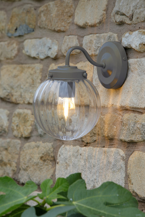 Laura Ashley Georgie Outdoor Wall Light Matt Grey Glass IP44 • LA3756164-Q