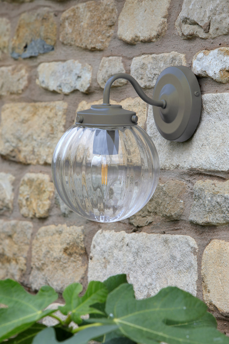 Laura Ashley Georgie Outdoor Wall Light Matt Grey Glass IP44 • LA3756164-Q