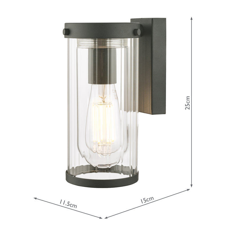 Laura Ashley Arthur Outdoor Wall Light Matt Black Glass IP44 • LA3756165-Q