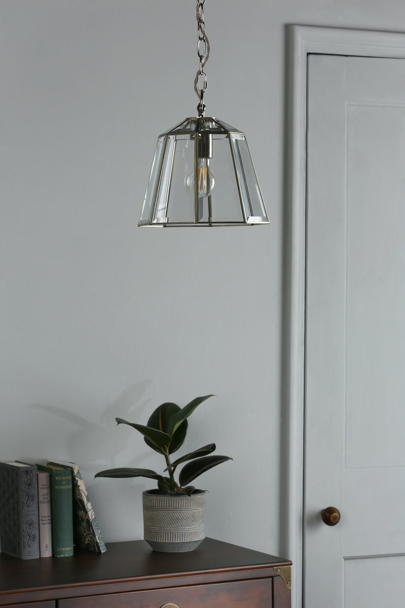 Laura Ashley Clayton Pendant Polished Silver Glass • LA3756166-Q