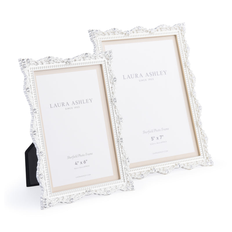 Laura Ashley Sherfield Photo Frame Polished Silver 5x7 Inch • LA3756173-Q