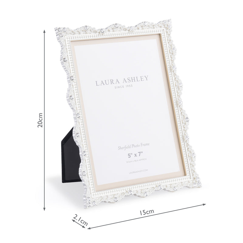 Laura Ashley Sherfield Photo Frame Polished Silver 5x7 Inch • LA3756173-Q