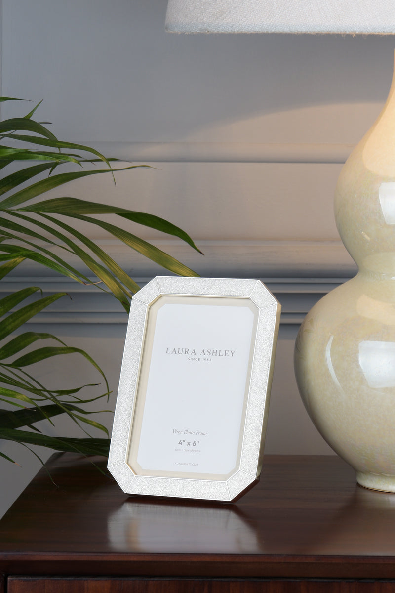 Laura Ashley Wren Photo Frame Polished Silver Glitter 4x6 Inch • LA3756176-Q