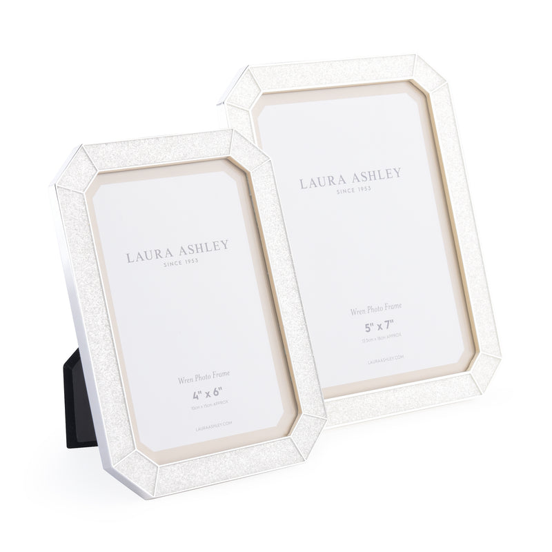 Laura Ashley Wren Photo Frame Polished Silver Glitter 5x7 Inch • LA3756177-Q