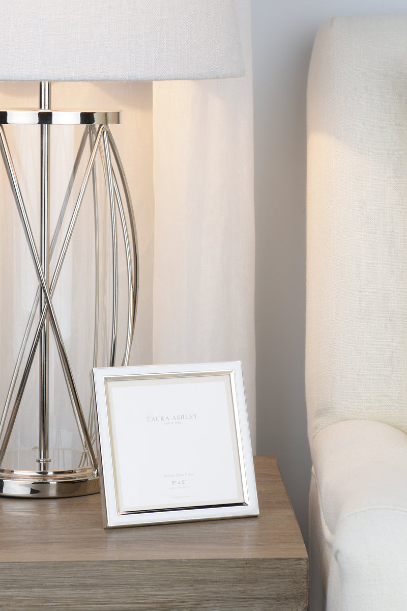 Laura Ashley Steynton Photo Frame Polished Silver 5x5 Inch • LA3756179-Q