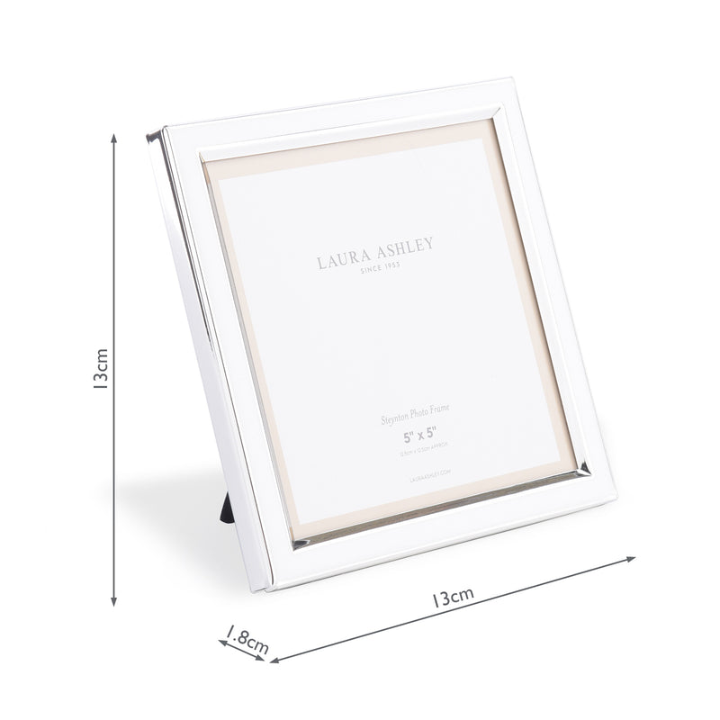 Laura Ashley Steynton Photo Frame Polished Silver 5x5 Inch • LA3756179-Q