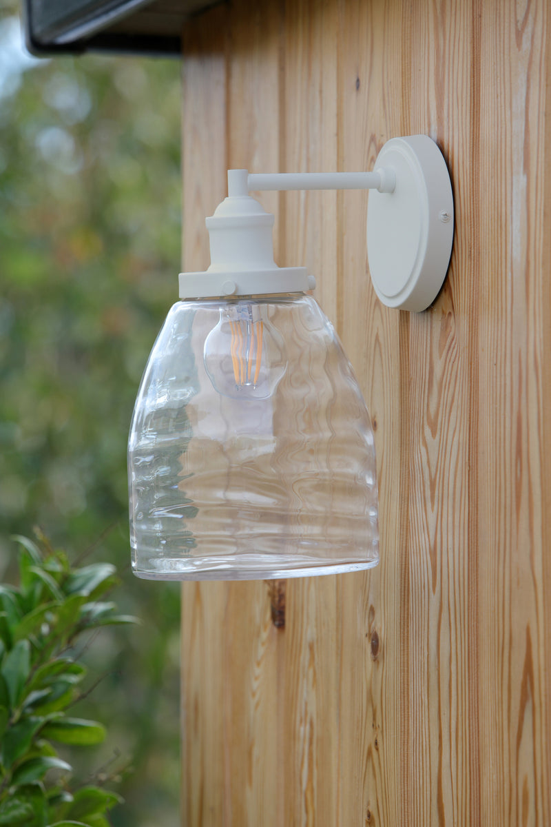 Laura Ashley Ainsworth Outdoor Wall Light Matt Cream Glass IP44 • LA3756190-Q