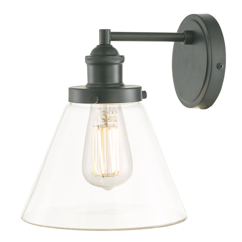 Laura Ashley Isaac Outdoor Wall Light Charcoal Glass IP44 • LA3756191-Q