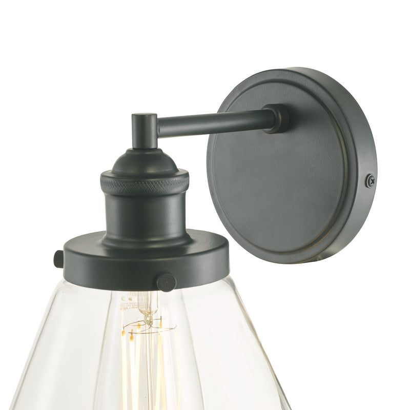 Laura Ashley Isaac Outdoor Wall Light Charcoal Glass IP44 • LA3756191-Q