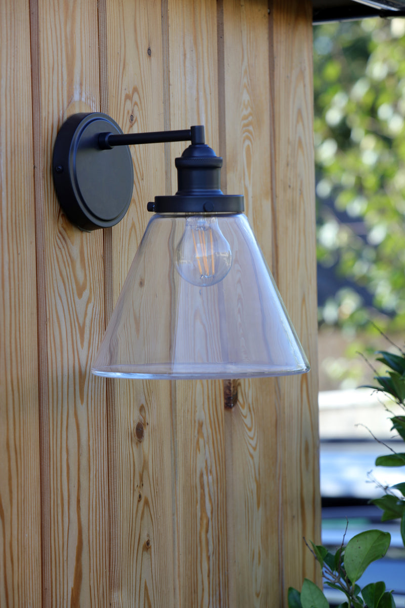 Laura Ashley Isaac Outdoor Wall Light Charcoal Glass IP44 • LA3756191-Q