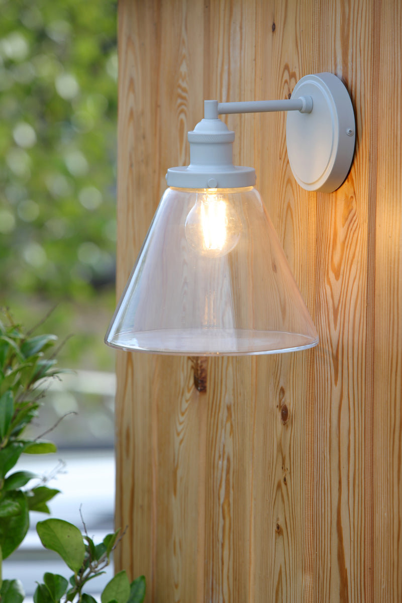 Laura Ashley Isaac Outdoor Wall Light Pale Slate Grey Glass IP44 • LA3756192-Q