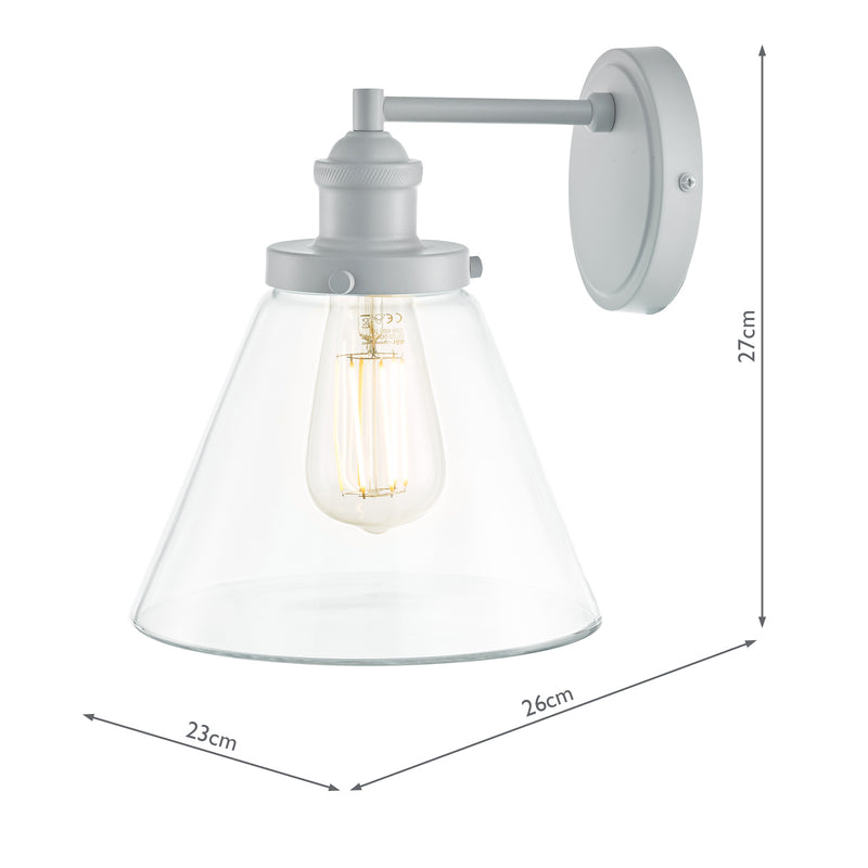 Laura Ashley Isaac Outdoor Wall Light Pale Slate Grey Glass IP44 • LA3756192-Q