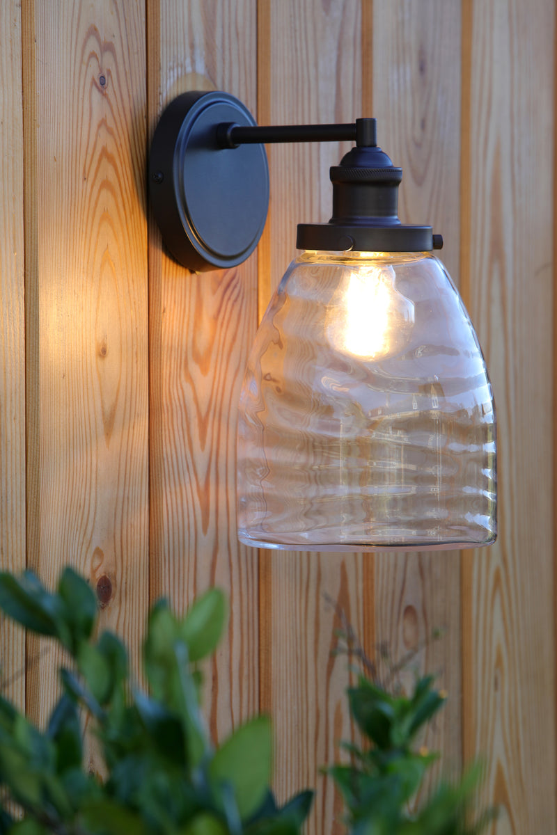 Laura Ashley Ainsworth Outdoor Wall Light Matt Grey Glass IP44 • LA3756193-Q