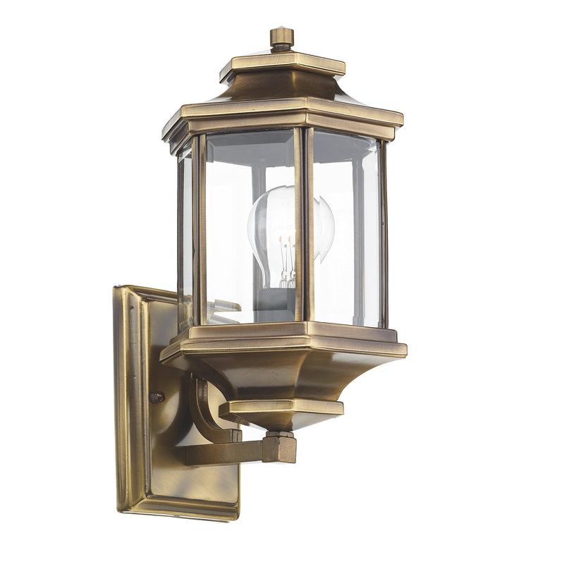 Dar Lighting Ladbroke Outdoor Wall Light Antique Brass Glass IP44 • LAD1675