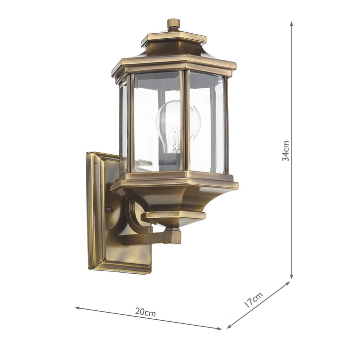 Dar Lighting Ladbroke Outdoor Wall Light Antique Brass Glass IP44 • LAD1675