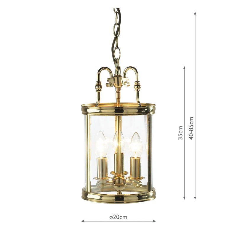 Dar Lighting Lambeth 3 Light Lantern Dual Mount Polished Brass • LAM0340