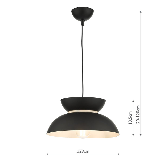 Dar Lighting Larina Pendant Matt Black White • LAR0122