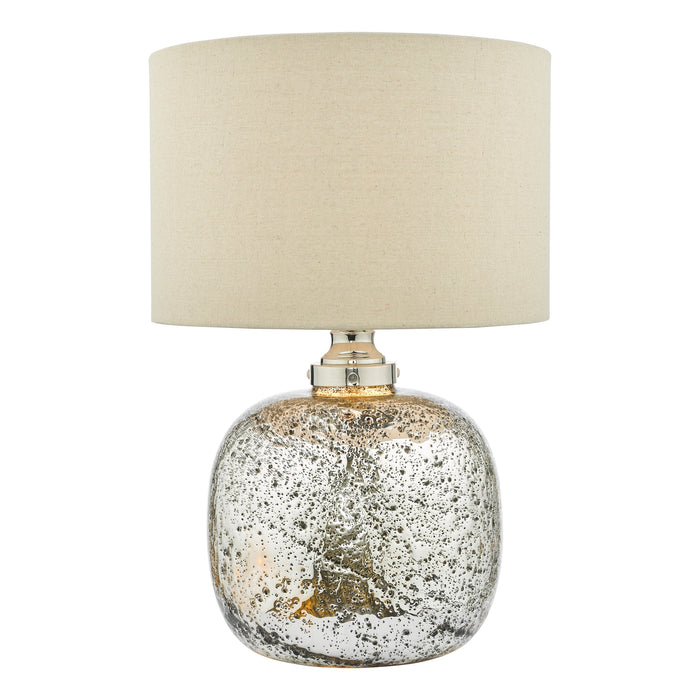 Dar Lighting Lava Dual Light Table Lamp Polished Nickel Volcanic Glass With Shade • LAV4238