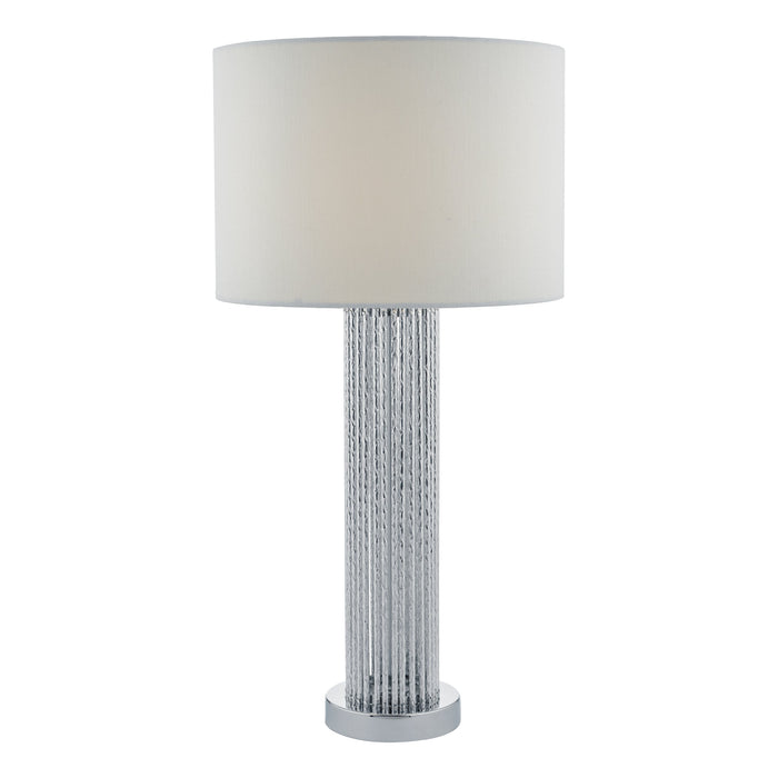 Dar Lighting Lazio Table Lamp Polished Chrome Silver Rods With Linen Shade • LAZ4232