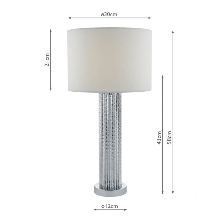 Dar Lighting Lazio Table Lamp Polished Chrome Silver Rods With Linen Shade • LAZ4232