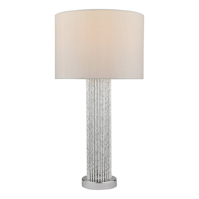 Dar Lighting Lazio Table Lamp Polished Chrome Silver Rod With Faux Silk Shade • LAZ4239