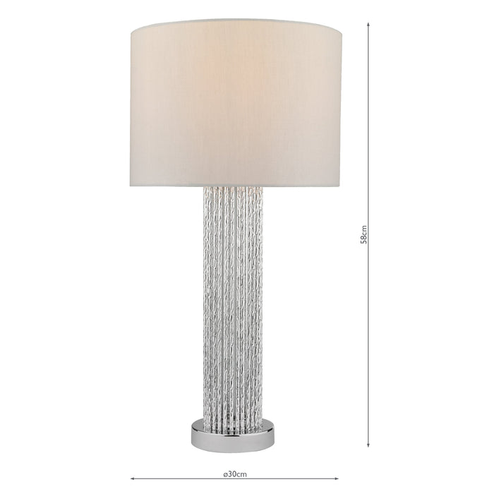 Dar Lighting Lazio Table Lamp Polished Chrome Silver Rod With Faux Silk Shade • LAZ4239