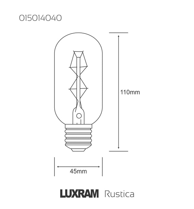 Luxram Rustica Tubular/S E27 Tinted 40W  • 015014040