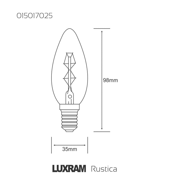 Luxram Rustica Candle/S E14 Tinted 25W  • 015017025