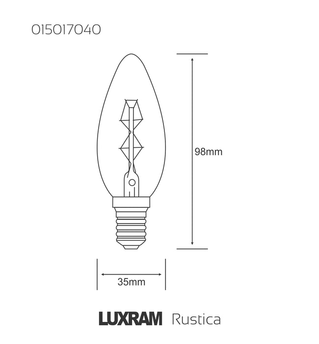 Luxram Rustica Candle/S E14 Tinted 40W  • 015017040