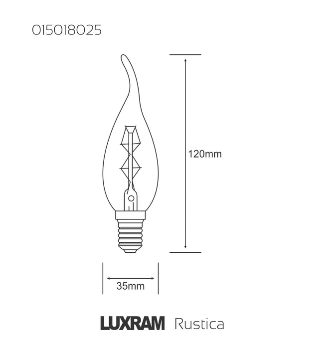Luxram Rustica Candle Tips/S E14 Clear 25W  • 015018025