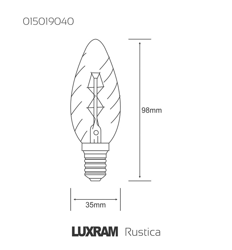 Luxram Rustica Candle Twisted/S E14 Clear 40W  • 015019040