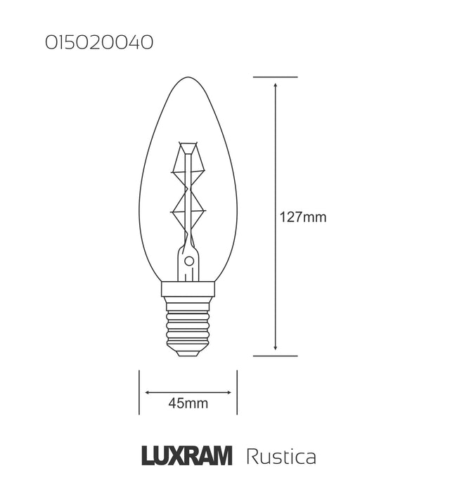 Luxram Rustica Candle C45/S E14 Tinted 40W  • 015020040