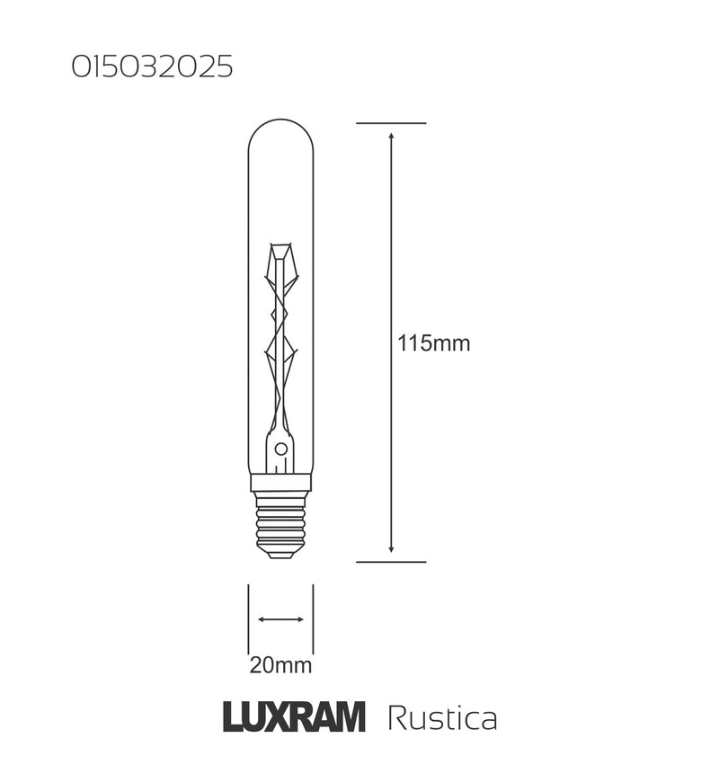 Luxram Rustica Slim-Tubular Short/S E14 Clear 25W  • 015032025