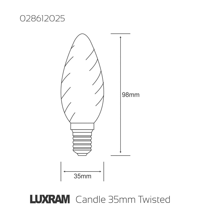 Luxram  Candle 35mm Twisted E14 Frosted 25W Incandescent/T  • 028612025
