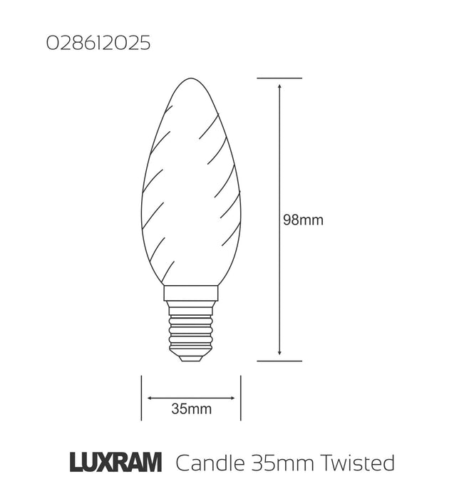 Luxram  Candle 35mm Twisted E14 Frosted 25W Incandescent/T  • 028612025