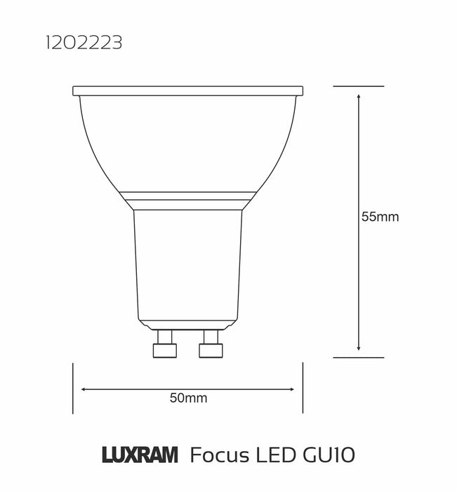 Luxram Focus LED GU10 5W 4000K Natural White Non- Dimmable 400lm 36° 3yrs Warranty • 1202223