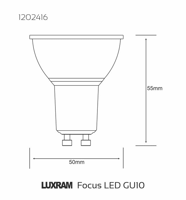 Luxram CCT LED GU10 5W Switchable White 2700K/4000K/6400K 400lm 3yrs Warranty • 1202416