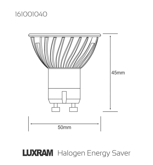Luxram  Halogen Energy Saver GU10 Aluminium 40W  • 161001040