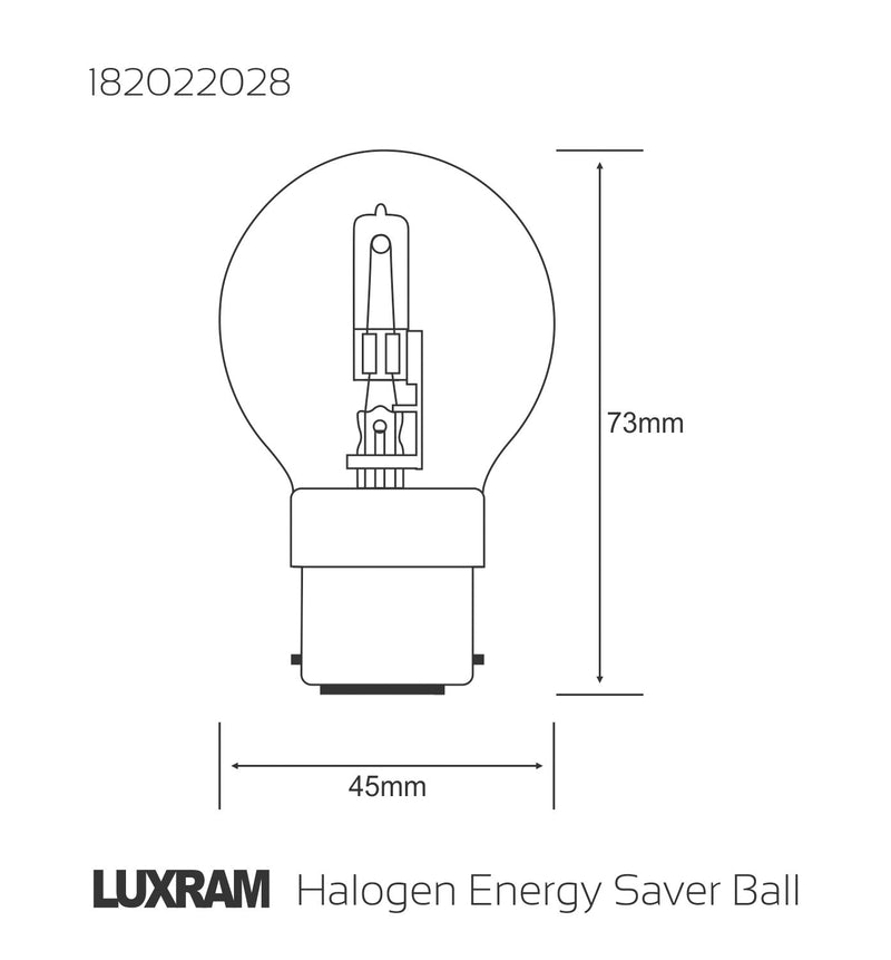 Luxram  Halogen Energy Saver Ball B22 28W  • 182022028