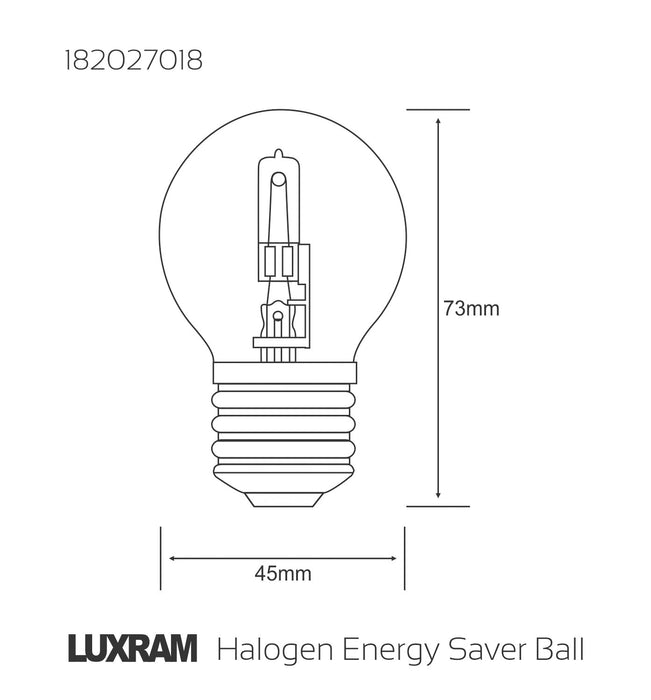 Luxram  Halogen Energy Saver Ball E27 18W  • 182027018