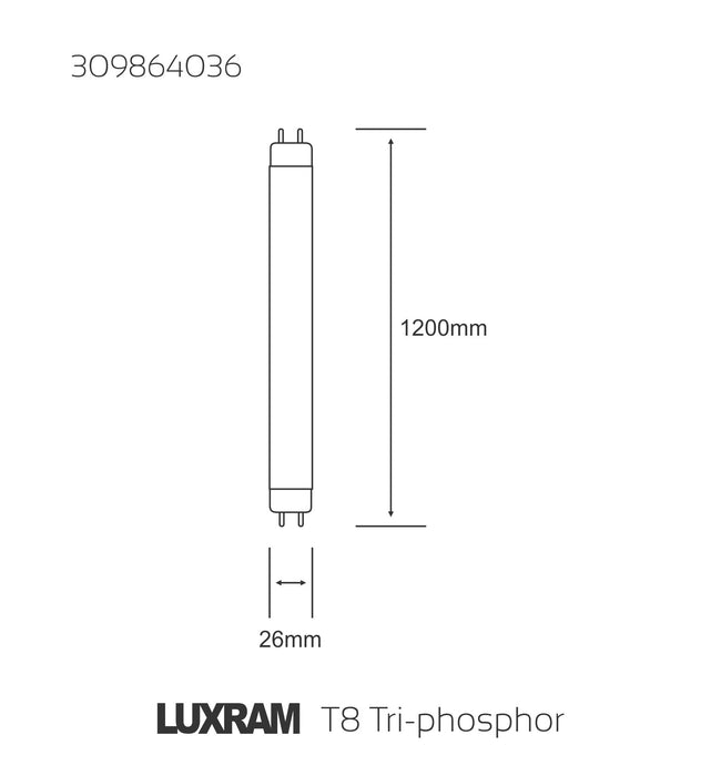 Luxram  T8 Tri-Phosphor 36W 6400K Fluorescent Tube  • 309864036