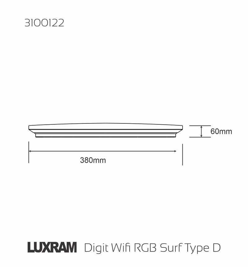 Luxram Digit Wi-Fi LED Smart Lamp,24W Surf Type G, RGB+CCT 2700K-6400K, lm, APP Control, Alexa & Google Voice Control, 3yrs Warranty • 3100122