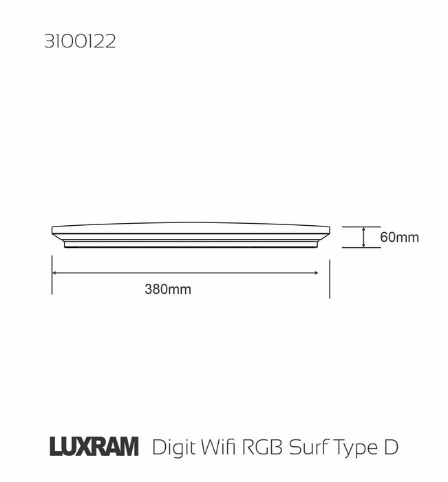Luxram Digit Wi-Fi LED Smart Lamp,24W Surf Type G, RGB+CCT 2700K-6400K, lm, APP Control, Alexa & Google Voice Control, 3yrs Warranty • 3100122